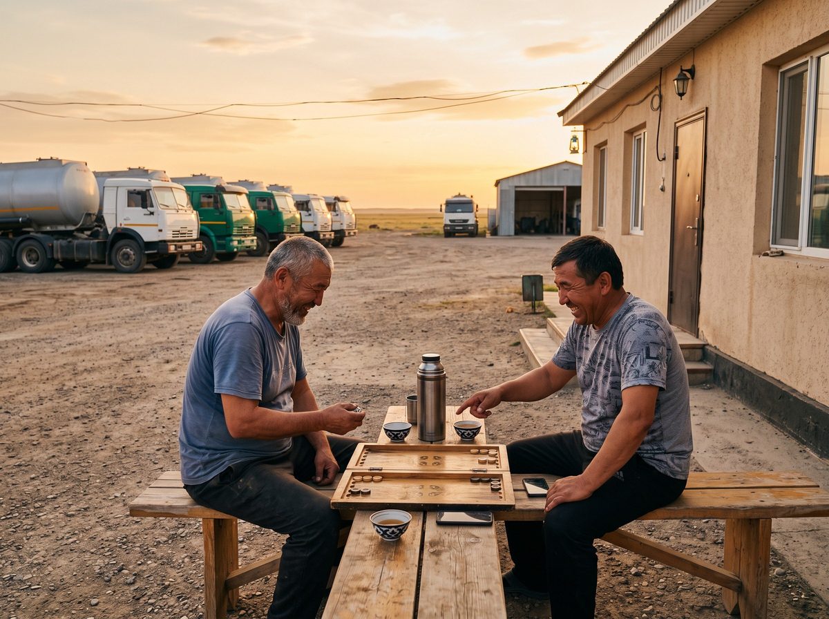 Вечерний отдых водителей на базе